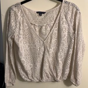 Lace semi crop long sleeve